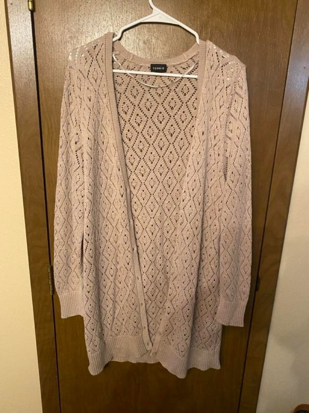 torrid Blush Open-Front Pointelle Cardigan